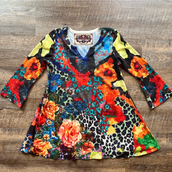 Amma Designs Tops - Amma Design Tunic with Floral and Animal Print Motif is Bold Colors. Made in USA